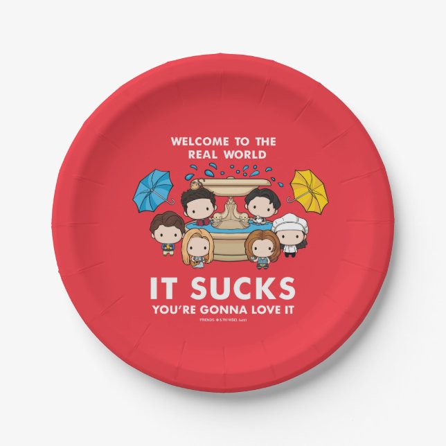 FRIENDS™ | Welcome to the Real World Chibi Paper Plates (Front)