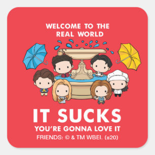 FRIENDS™ Welcome to the Real World Chibi Square Sticker