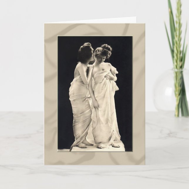 Friends whispering secrets  Victorian image Card (Front)