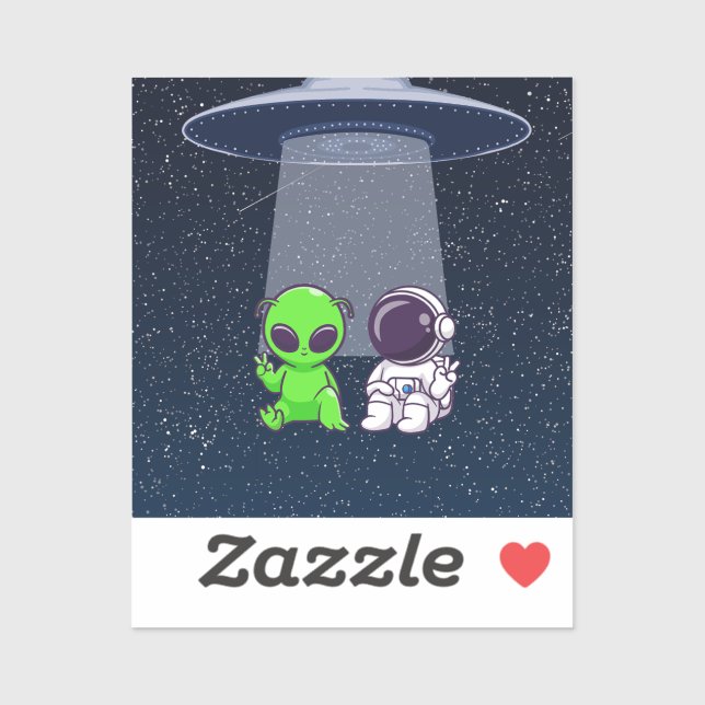 Friends with Aliens on a sticker or decal (Sheet)