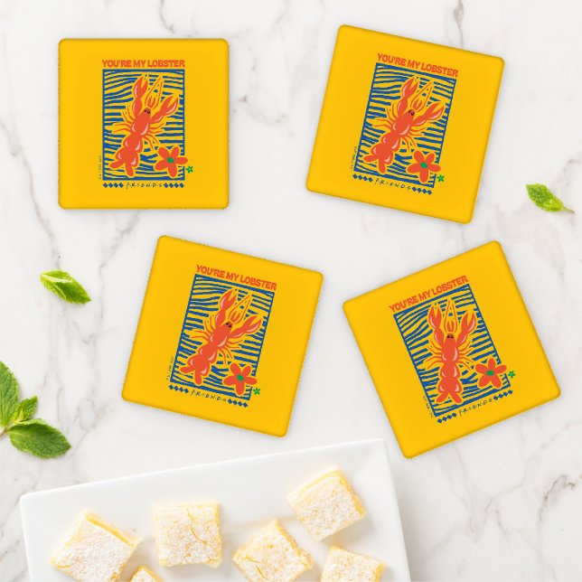 FRIENDS™ | You're My Lobster Vibrant Graphic Coaster Set (In Situ)
