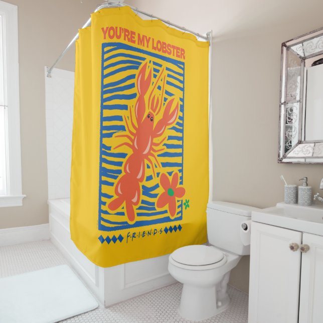 FRIENDS™ | You're My Lobster Vibrant Graphic Shower Curtain (In Situ)