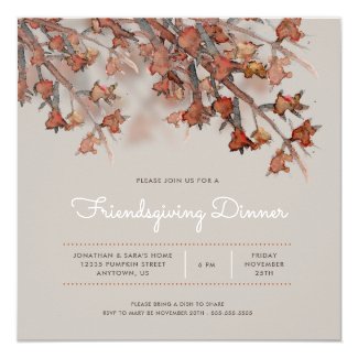 Friendsgiving | Abstract Watercolor Fall Leaves Invitation