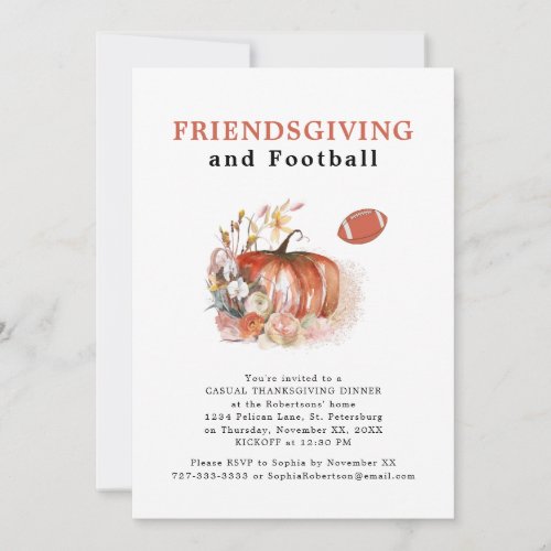 Friendsgiving and Football Thanksgiving Dinner Invitation