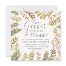 Friendsgiving Autumn Greenery Watercolor Wreath