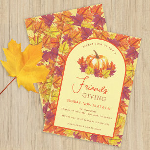 Friendsgiving Autumn Pumpkin and Fall Leaves Arch Invitation