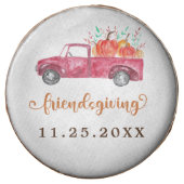 Friendsgiving Calligraphy Red Truck Pumpkins Cute Chocolate Covered Oreo (Front)