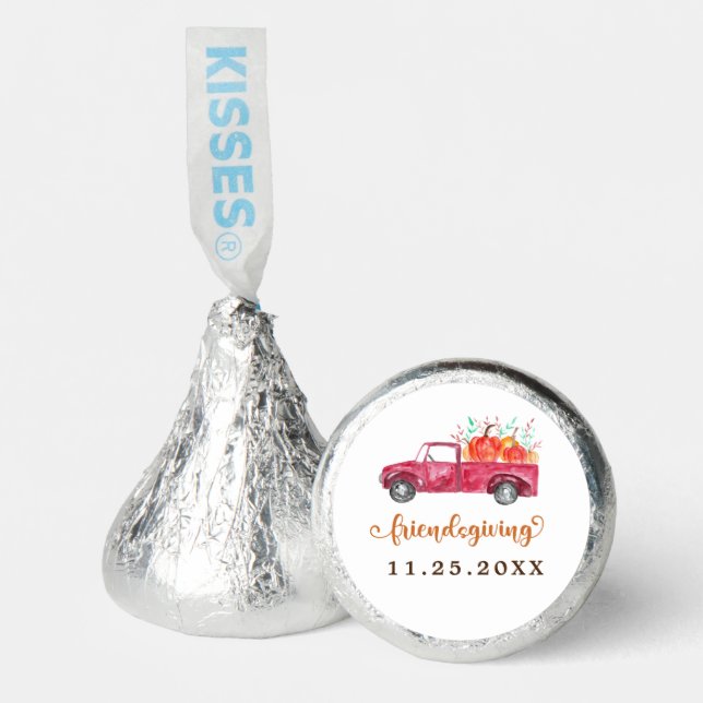 Friendsgiving Calligraphy Red Truck Pumpkins Cute  Hershey®'s Kisses® (Front)