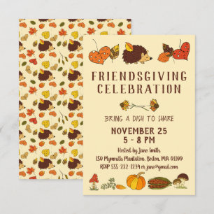 Friendsgiving Celebration with Hedgehog Invitation