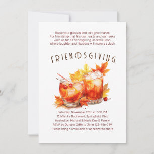 Friendsgiving Cocktails Thanksgiving Party Invitation