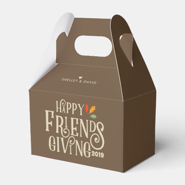 Friendsgiving Color of Autumn Brown Favor Boxes (Front Side)