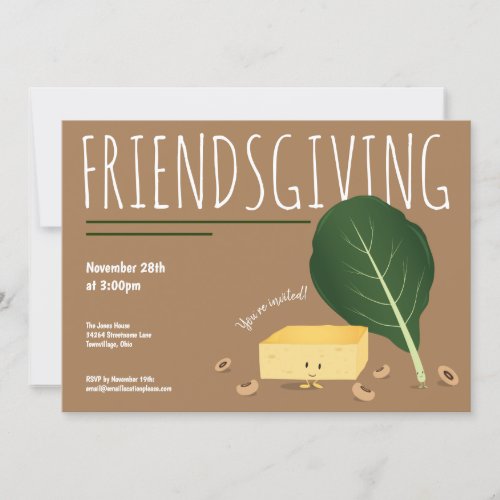 Friendsgiving Cornbread Collard Green Beans Invitation