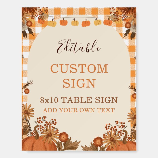 Friendsgiving Custom Table Sign Fall Pumpkin (Front)