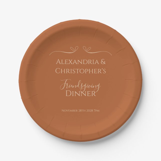 Friendsgiving Dinner Chic Elegant Party  Paper Plates (Front)