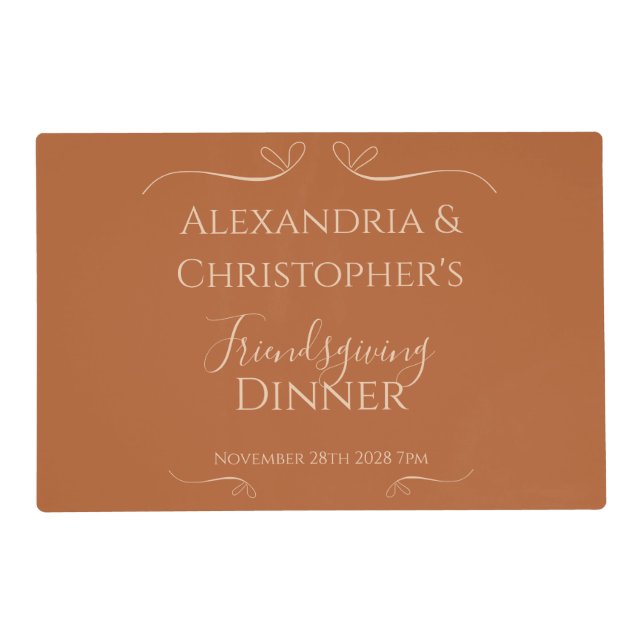 Friendsgiving Dinner Chic Elegant Placemat (Front)