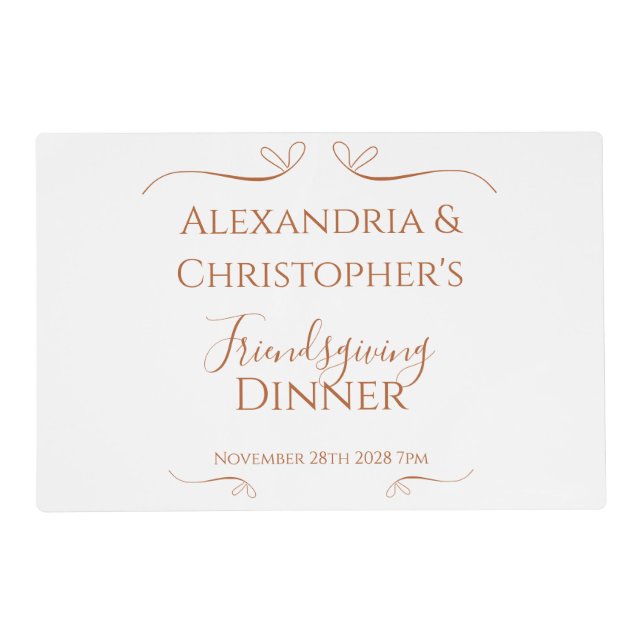 Friendsgiving Dinner Chic Minimal Placemat (Front)