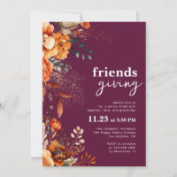 Friendsgiving dinner classy burgundy floral