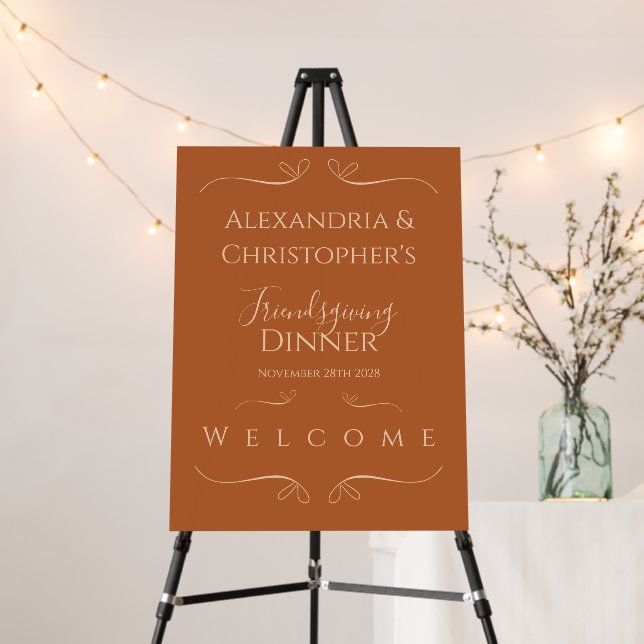 Friendsgiving Dinner Elegant Welcome Sign (In Situ (Stand))