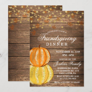 Friendsgiving Dinner Fall Pumpkin Invitation
