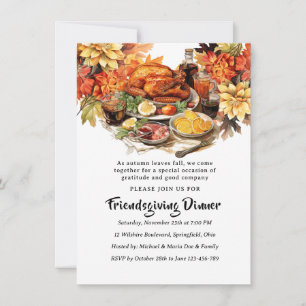 Friendsgiving Dinner Feast Turkey Invitation