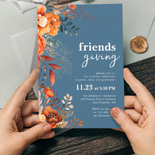 Friendsgiving dinner floral  invitation