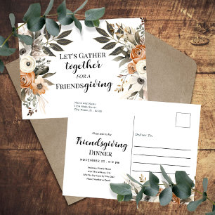 Friendsgiving Dinner Floral Invitation Postcard
