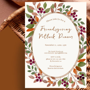 Friendsgiving Dinner Invitation Autumn Leaves