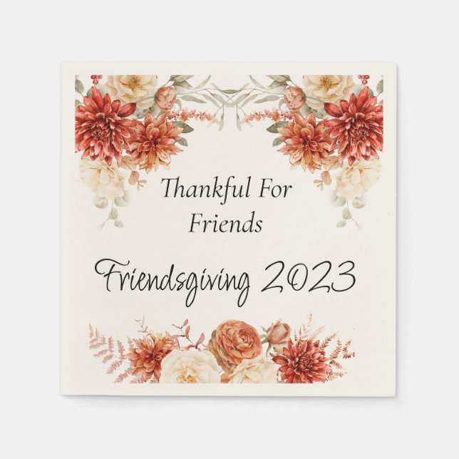 Friendsgiving Dinner Invitation Napkins (Front)
