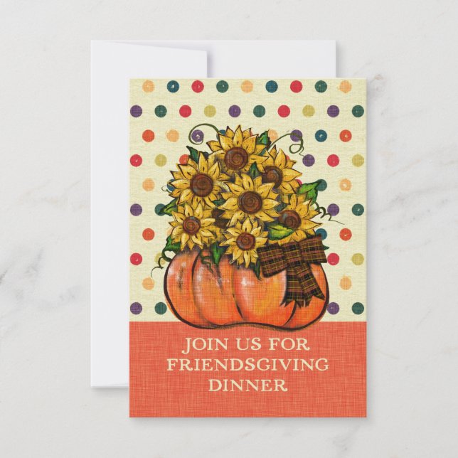 Friendsgiving Dinner Invitation Sunflowers Pumpkin (Front)