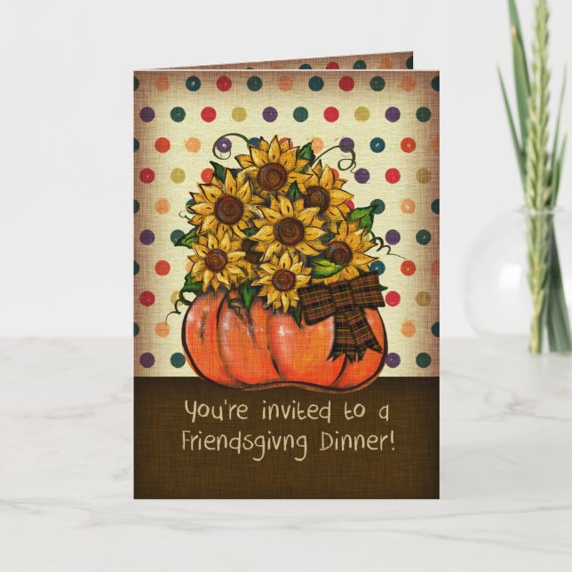 Friendsgiving Dinner Invitation Sunflowers Pumpkin (Front)