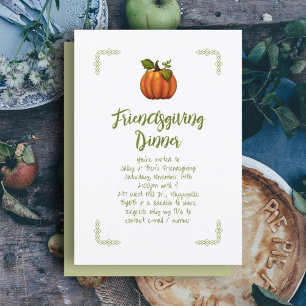 Friendsgiving Dinner Minimalist Pumpkin Invitation