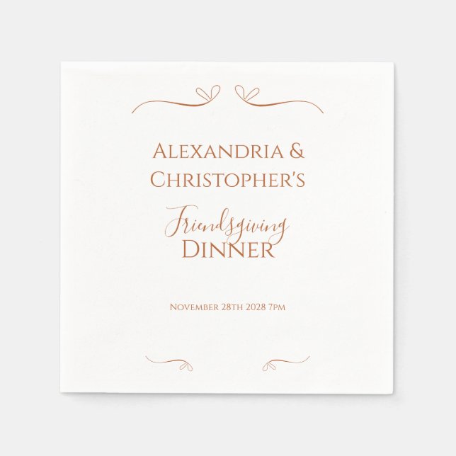 Friendsgiving Dinner Party Chic Minimal  Napkins (Front)