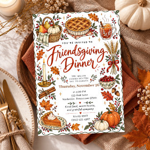 Friendsgiving Dinner Party Gathering Cozy Harvest Invitation