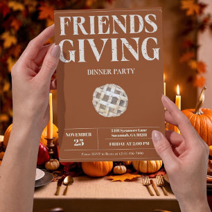 Friendsgiving Dinner Party Invitation Rustic Pie