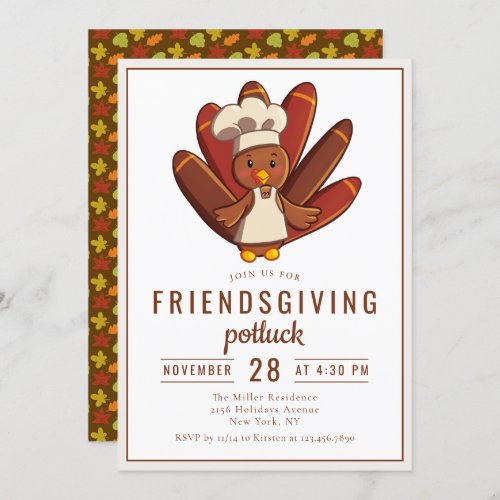 Friendsgiving Dinner Potluck Turkey Chef Invitation