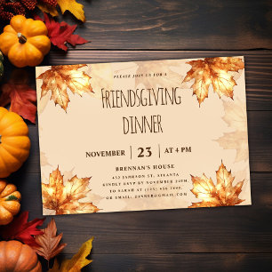 Friendsgiving Dinner Rustic Elegant Thanksgiving Invitation
