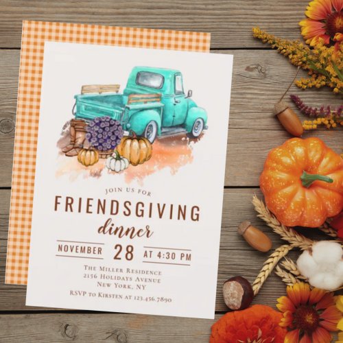 Friendsgiving Dinner Rustic Farm Truck Invitation