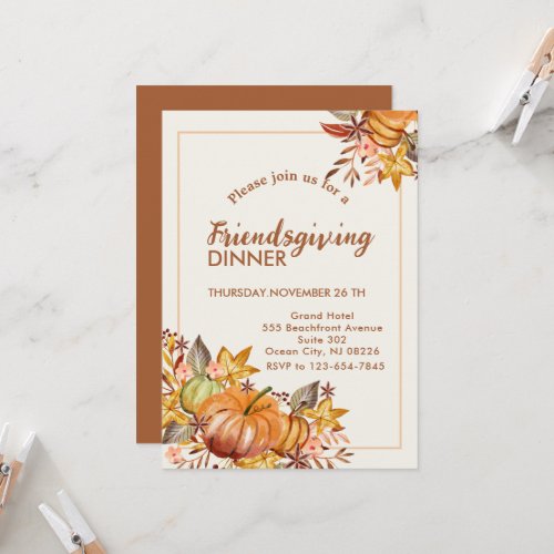 Friendsgiving Dinner thanksgiving autumn pumpkin Invitation