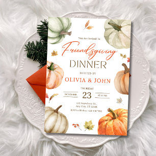 Friendsgiving Dinner Thanksgiving Pumpkin Fall Invitation