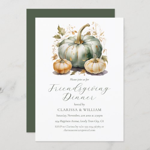 Friendsgiving Elegant Watercolor Dinner Invitation