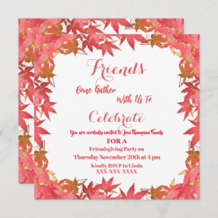 Friendsgiving Fall Autumn Maple Leaves Invitation