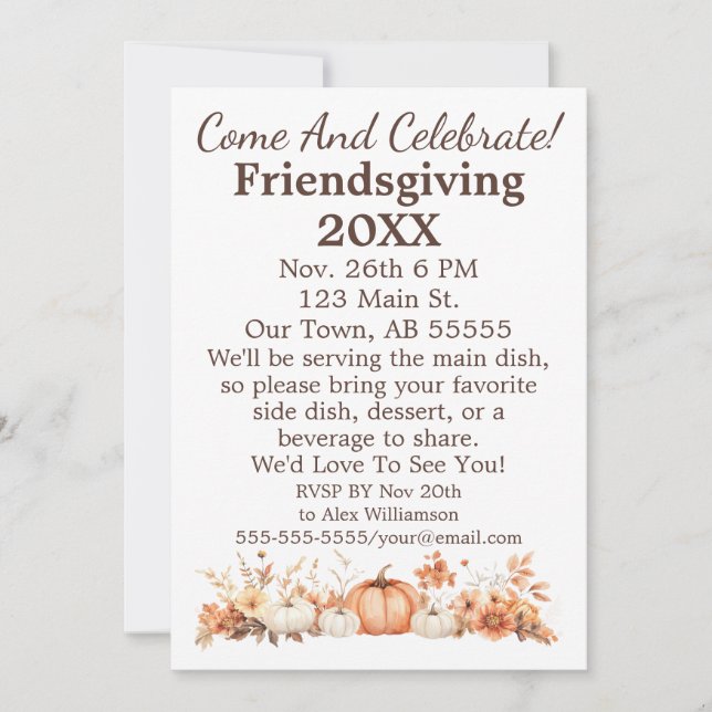 Friendsgiving Fall Autumn Thanksgiving Invitation (Front)