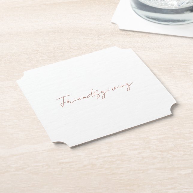 Friendsgiving Fall Cinnamon Text Thanksgiving  Paper Coaster (Angled)