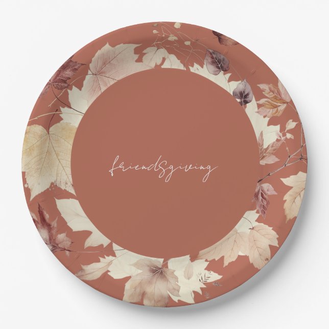 Friendsgiving Fall Cinnamon Thanksgiving  Paper Plates (Front)