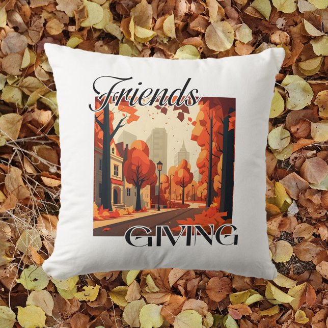 Friendsgiving Fall Orange Throw Pillow (Creator Uploaded)