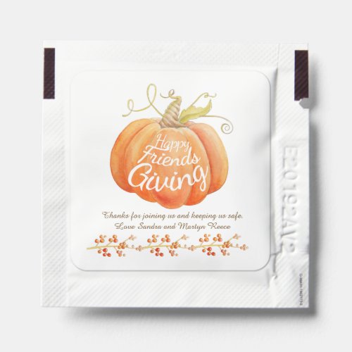 Friendsgiving fall pumpkin art custom message hand sanitizer packet