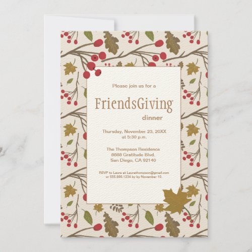 FriendsGiving Feast Friends thanksgiving Dinner  Invitation