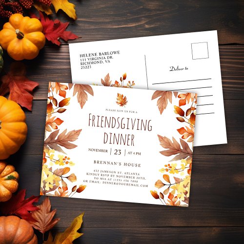 Friendsgiving Feast Modern Thanksgiving Dinner Invitation Postcard