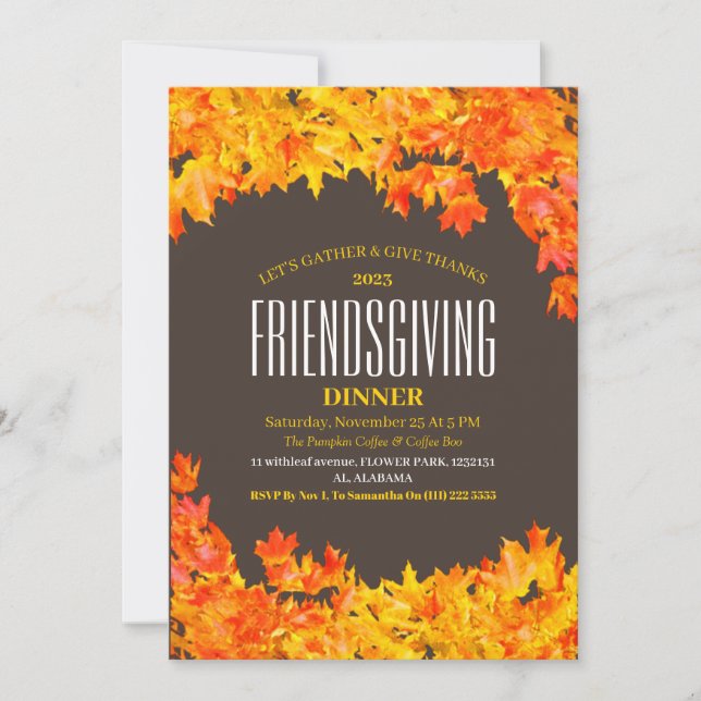 Friendsgiving Feast Thanksgiving Dinner Autumn  Invitation (Front)
