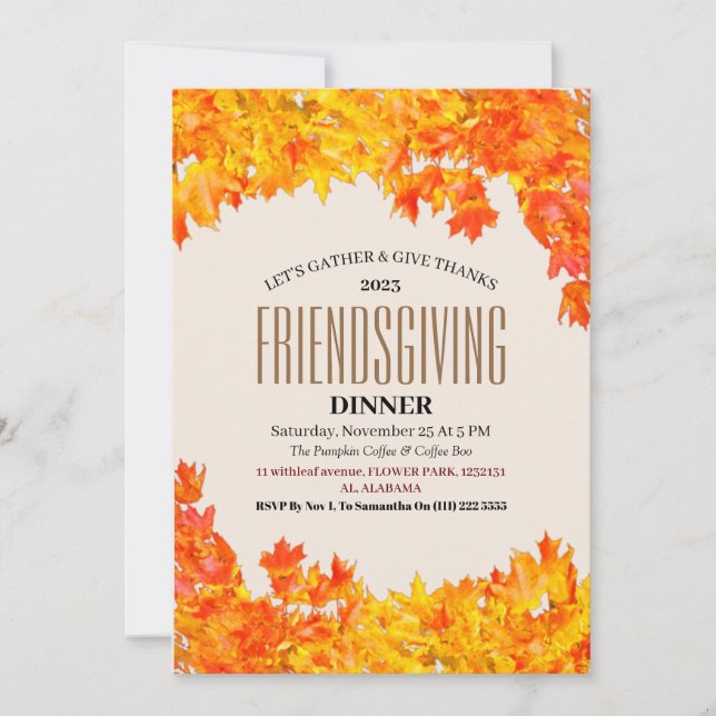 Friendsgiving Feast Thanksgiving Dinner Autumn  Invitation (Front)